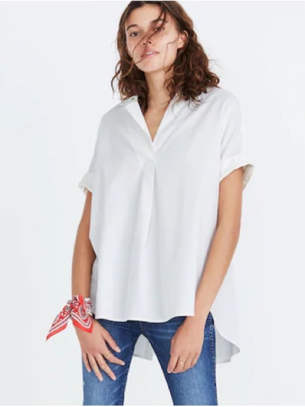 MADEWELL Courier Button Back Shirt L 27” p2p Pure White EUC